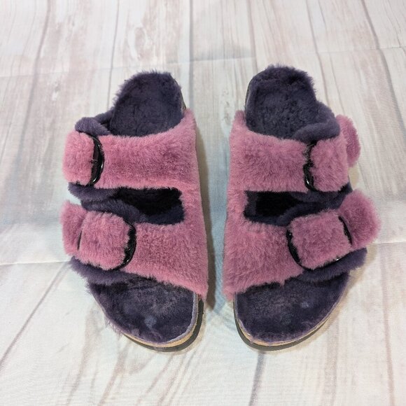 Papillio Purple Pink Faux Shearling Arizona Platform Sandals - Size 40 - Picture 1 of 8